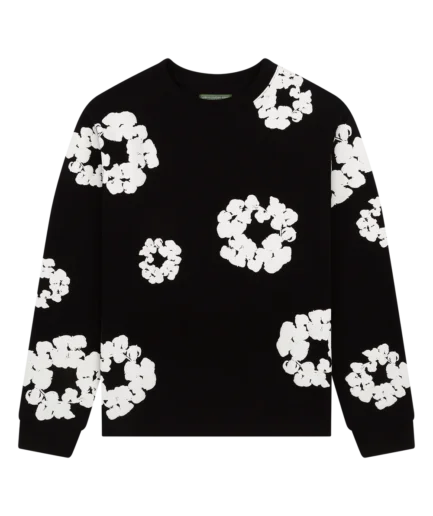 Long Sleeve Cotton Wreath Tee Black