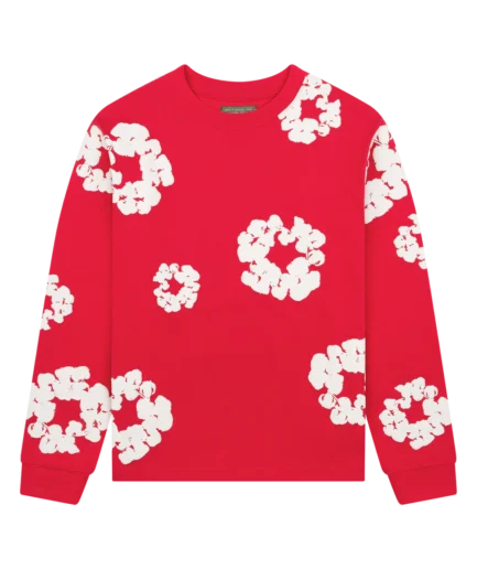 Long Sleeve Cotton Wreath Tee Red