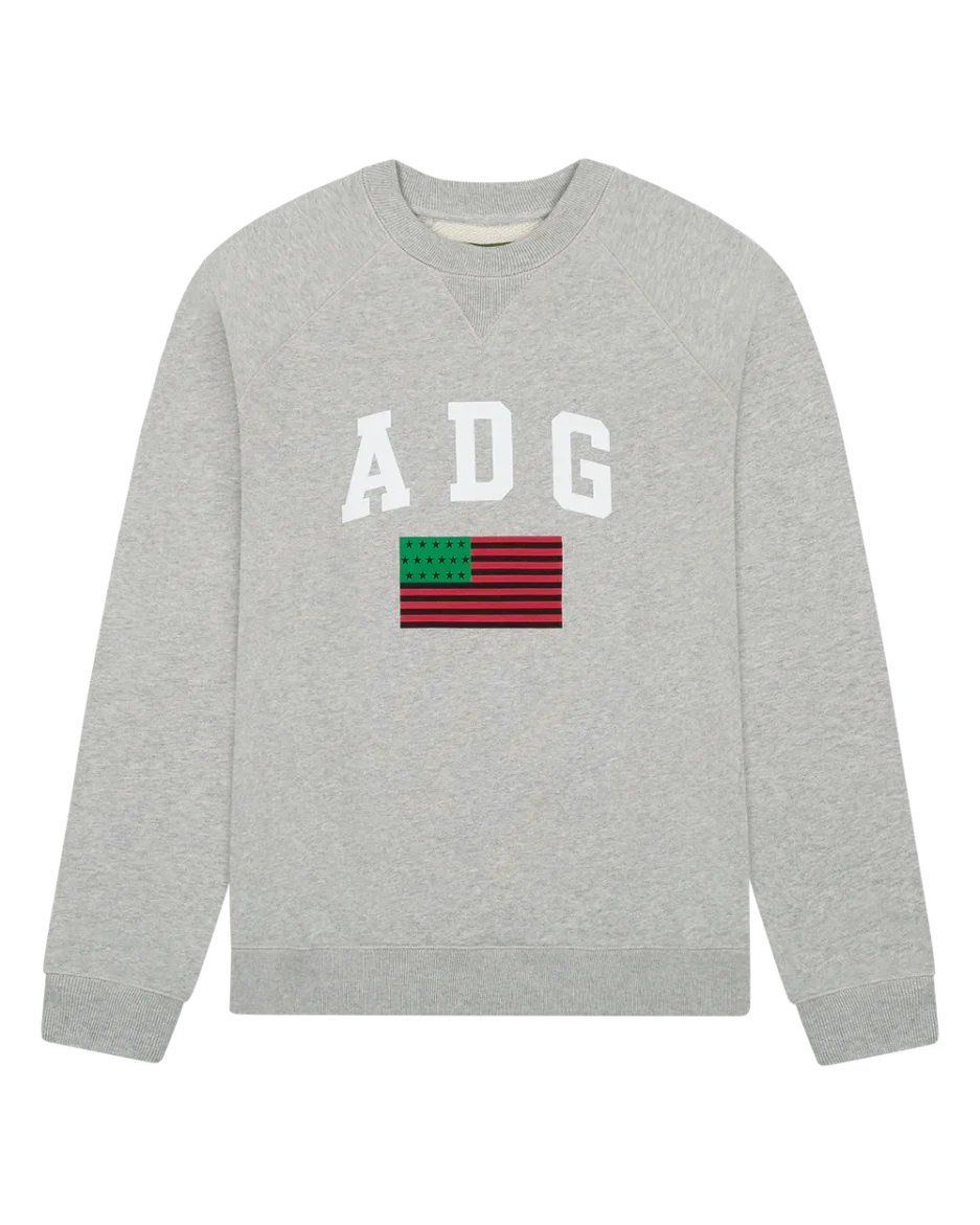 ADG Pan African American Flag Crewneck Grey