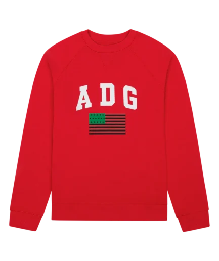 ADG Pan African American Flag Crewneck Red