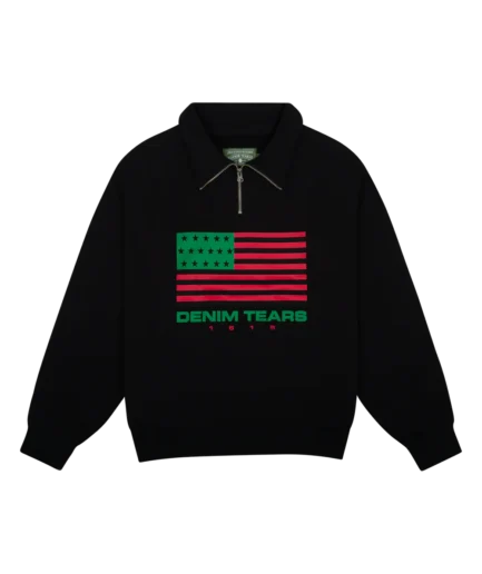 ADG Pan African American Flag Half Zip Black