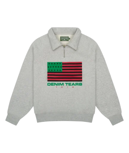 ADG Pan African American Flag Half Zip Grey