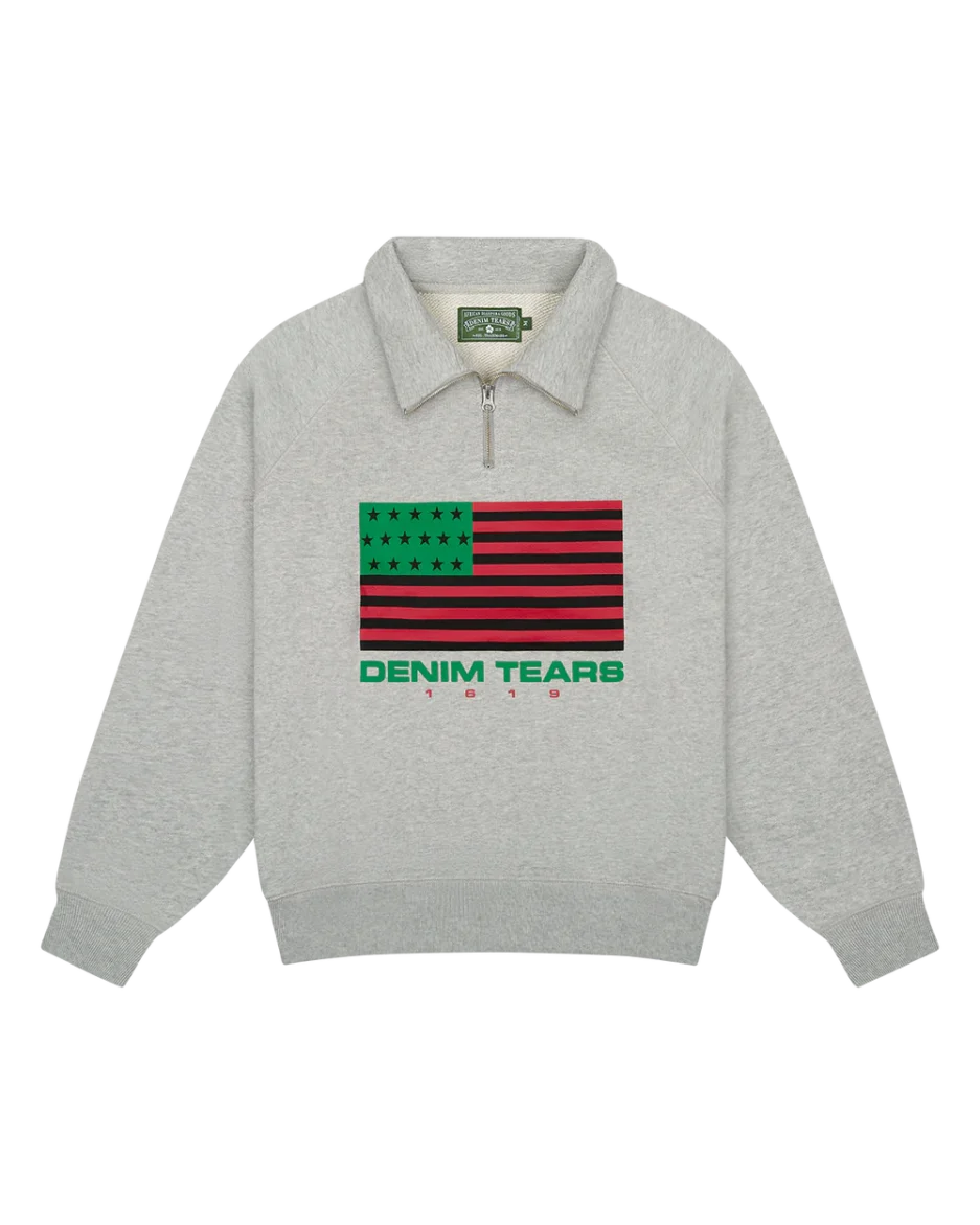 ADG Pan African American Flag Half Zip Grey